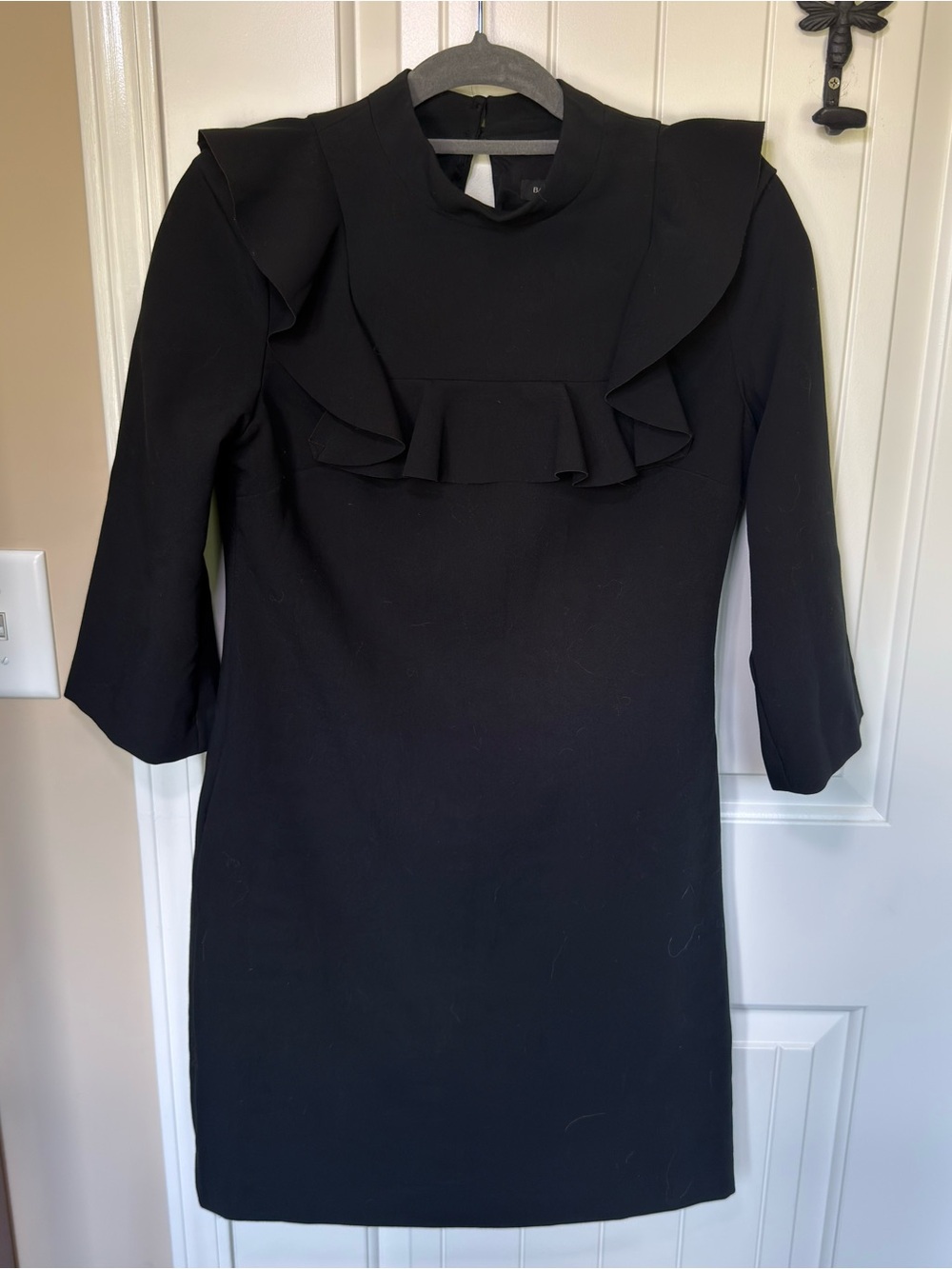 Banana Republic Black Ruffle Yoke Long Sleeve Dress